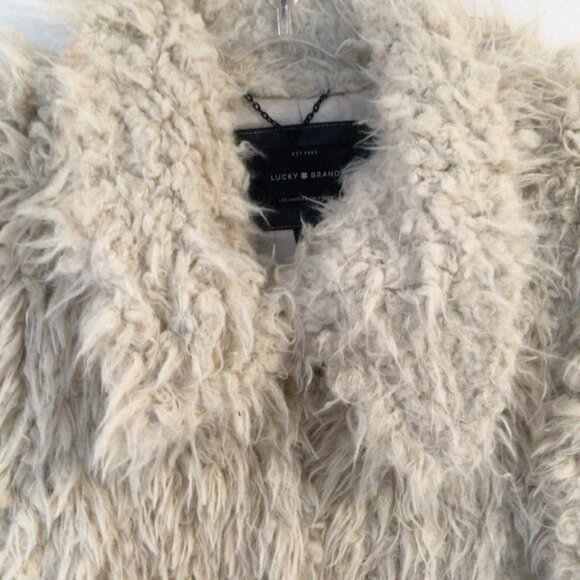 Lucky Brand Shaggy Cream Coat Sz XS - Picture 2 of 6
